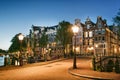 Scenic view of Keizersgracht canal in Amsterdam in twilight Royalty Free Stock Photo