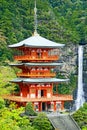 Scenic View of the Kumano Nachi Taisha and the Nachi Waterfall Royalty Free Stock Photo