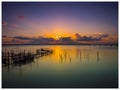 Scenic view of lake against romanti sky during sunset Royalty Free Stock Photo