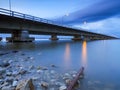 Scenic view of lake builing against sky during sunset