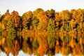 Scenic view of Lake Jean at Ricketts Glen State Park in Pennsylvania in autumn