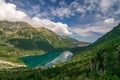 Scenic view of mountain lake Morskie Oko from trail to Czarny Staw, Tatra Mountains, Poland Royalty Free Stock Photo