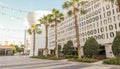 Scenic view of the Lake Nona Town center with modern buildings and palms in Florida, USA Royalty Free Stock Photo