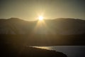 Scenic view of Lake Pukaki, New Zealand during sunset Royalty Free Stock Photo