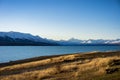 Scenic view of Lake Pukaki, New Zealand during sunset Royalty Free Stock Photo