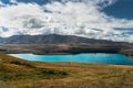 Lake Tekapo, mountains, valley and dramatic cloudy sky, North Island New Zealand Royalty Free Stock Photo