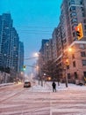 Winter evening night city urban landscape in Toronto Canada Royalty Free Stock Photo