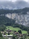 Scenic view of Lauterbrunnen valley, Swiss Alps, Switzerland, summer 2022 Royalty Free Stock Photo