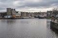 Scenic view of Leith neighborhood, the port area of Edinburgh, full of typical pubs and restaurants