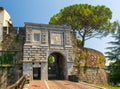 Scenic view of Leopoldina Gate of historic Castle in Gorizia, Italy Royalty Free Stock Photo