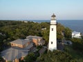 Scenic view of a lighthouse against the sea on St. Simons Island, Georgia, USA Royalty Free Stock Photo