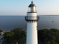 Scenic view of a lighthouse against the sea on St. Simons Island, Georgia, USA Royalty Free Stock Photo