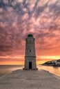 Lighthouse in Cassis in south of France against dramatic sunset sky Royalty Free Stock Photo