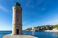 Scenic view of the lighthouse at the entrance of Cassis harbor, France
