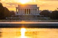 Scenic view of the Lincoln Memorial in Washington, USA during a bright sunset Royalty Free Stock Photo