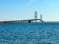 Scenic view of Mackinac Bridge from Bridgeview Park in St. Ignace, Michigan Royalty Free Stock Photo