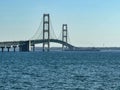 Scenic view of Mackinac Bridge from Bridgeview Park in St. Ignace, Michigan Royalty Free Stock Photo