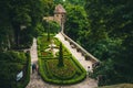 Scenic view of the Majestic gardens of the Ksiaz castle that is located in Poland Royalty Free Stock Photo