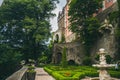 Scenic view of the Majestic gardens of the Ksiaz castle that is located in Poland Royalty Free Stock Photo