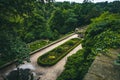 Scenic view of the Majestic gardens of the Ksiaz castle located in Poland Royalty Free Stock Photo