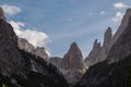 Moos - Scenic view of majestic mountain peak Zwoelferkofel (Croda dei Toni) seen from panoramic valley Royalty Free Stock Photo