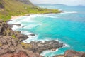 Scenic view of Makapu`u beach from above on Oahu, Hawaii