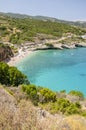 Scenic view on Makris Gialos sandy beach on Zakynthos island, Greece. Royalty Free Stock Photo