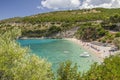 Scenic view on Makris Gialos sandy beach on Zakynthos island, Greece. Royalty Free Stock Photo