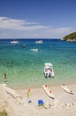 Scenic view on Makris Gialos sandy beach on Zakynthos island, Greece.