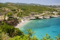 Scenic view on Makris Gialos sandy beach on Zakynthos island, Greece.