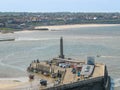 Scenic view of Margate Harbour arm, looking towards the beach over the sea