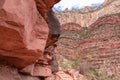 Scenic view on a massiv cliff seen from Bright Angel hiking trail at South Rim of Grand Canyon National Park, Arizona Royalty Free Stock Photo