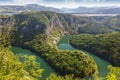 Scenic view of meanders on the river Uvac and Zlatar lake in distance, Serbia Royalty Free Stock Photo