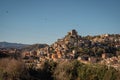 Scenic view of medieval fortifications and castle of Rocca Abbaziale in Subiaco