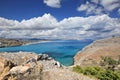 View of Mediterranean coastline from small town Lindos, Rhodes Island - Greece
