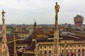 Scenic view of Milan from Duomo di Milano roof Italy