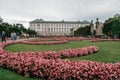 Scenic view of Mirabell Gardens in Salzburg a rainy day of summer