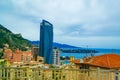 Scenic view of Monaco and seaside on rainy day Royalty Free Stock Photo