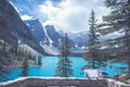 Scenic view of the Moraine Lake in Banff Park, Alberta Royalty Free Stock Photo