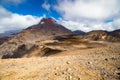 Scenic view on Mount Doom Mount Ngauruhoe surrounded by clouds from Red Crater in Tongariro Nation Park