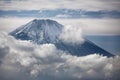 Mount Fuji summit in the clouds. Hakone area of Kanagawa Prefecture in Honshu. Japan