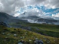 Scenic view on mountain Kazbek in Georgia Royalty Free Stock Photo