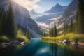 Scenic view of a mountain lake in the Canadian Rockies