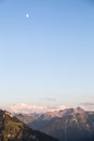 Scenic View of Mountain Panorama with Alpenglow in the Evening Royalty Free Stock Photo