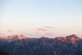 Scenic View of Mountain Panorama with Alpenglow in the Evening Royalty Free Stock Photo