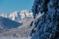 Scenic view of mountain summit Jof di Montasio in Julian Alps seen from Kobesnock near Bad Bleiberg, Carinthia, Austria