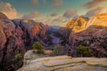 Scenic view of mountain valley in Zion national park, USA