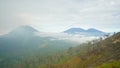 A scenic view of mountaineous terrain from the top of Ijen mountain in Banyuwangi, Indonesia