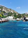 Scenic view with mountains cliffs and the Aegean Sea. Kusadasi, Turkey. Royalty Free Stock Photo