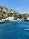 Scenic view with mountains cliffs and the Aegean Sea. Kusadasi, Turkey. Royalty Free Stock Photo